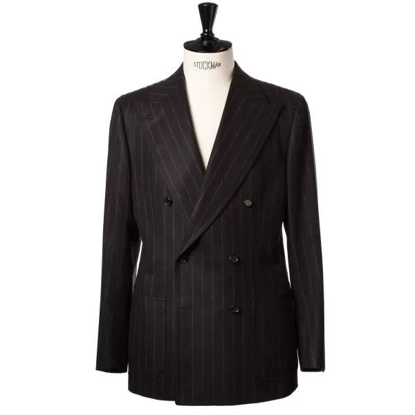 Cesare Attolini Brauner Anzug „Chalk Stripe“ Aus Englischer Wolle Fox Heritage Flannel* Anzugjacke