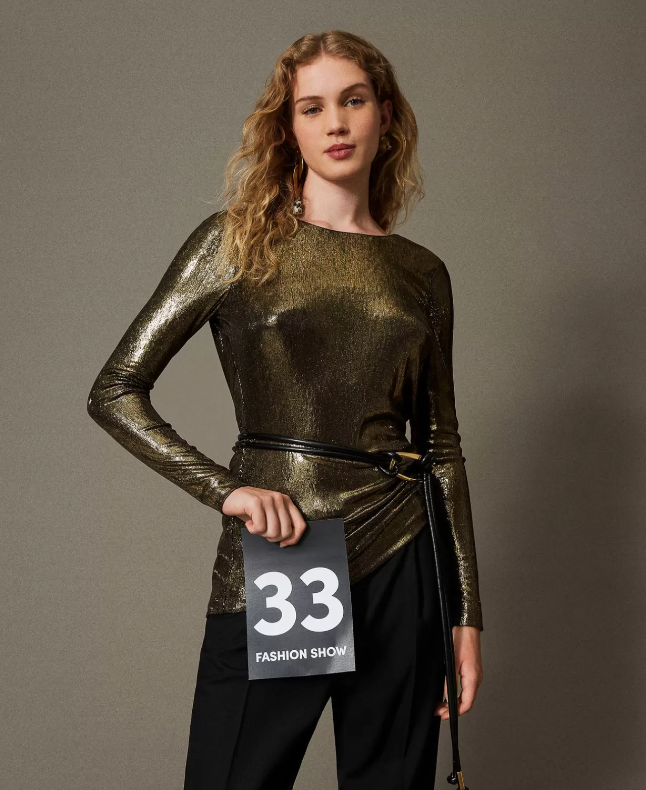 TWINSET Milano Metallic-Bluse Mit Knoten