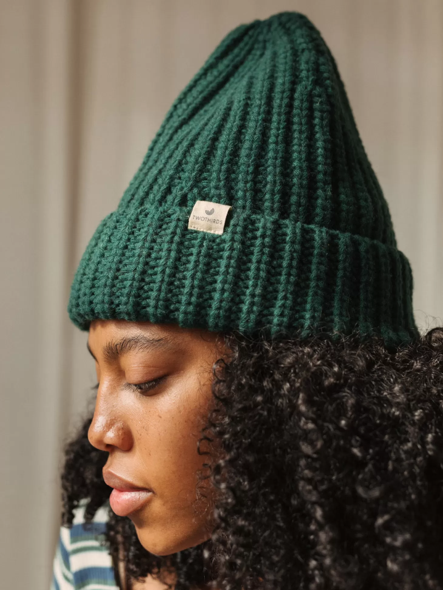 Verkauf Zweidrittel Ribbed Beanie-Dark Green