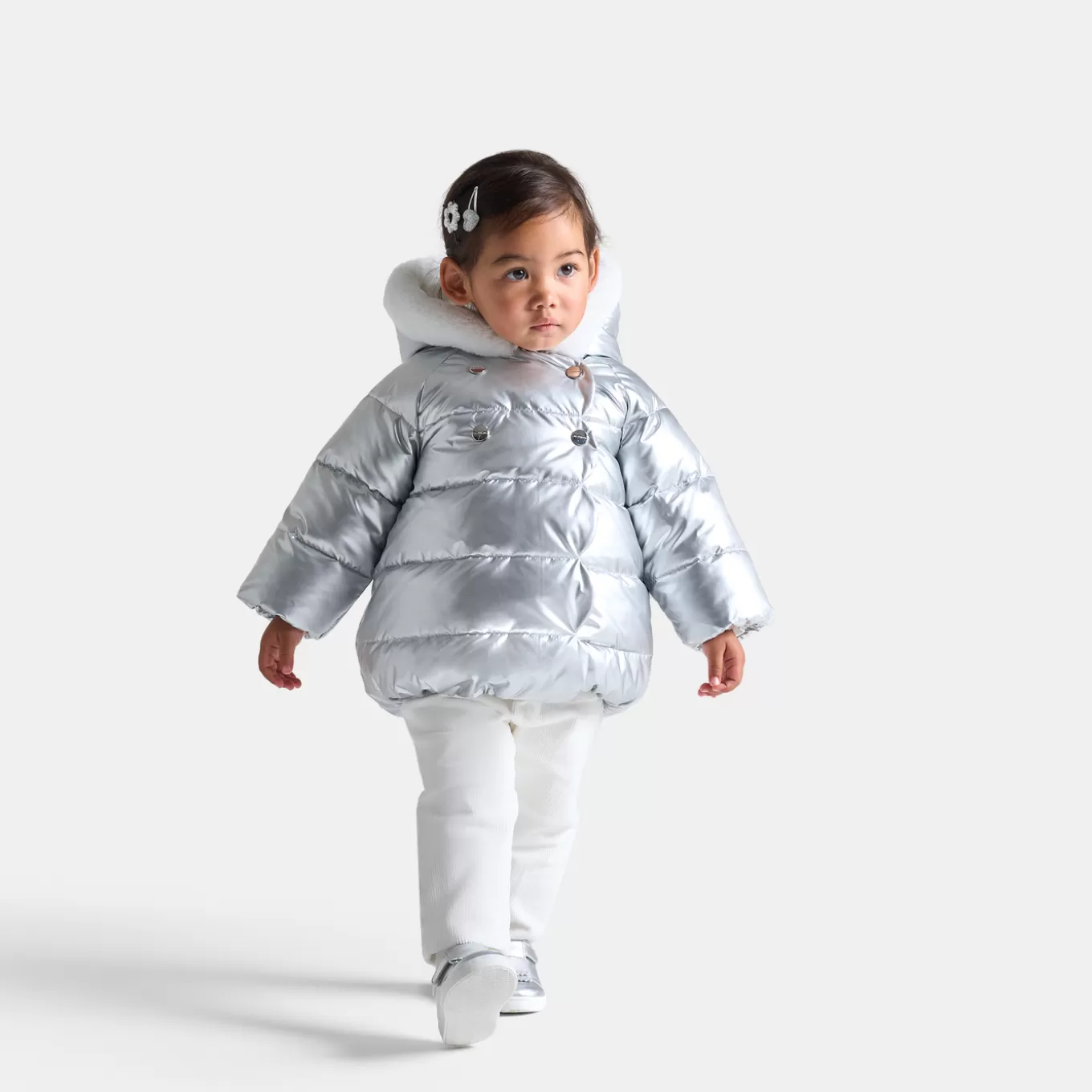Neu Jacadi Steppjacke Kleinkind Mädchen SILBER