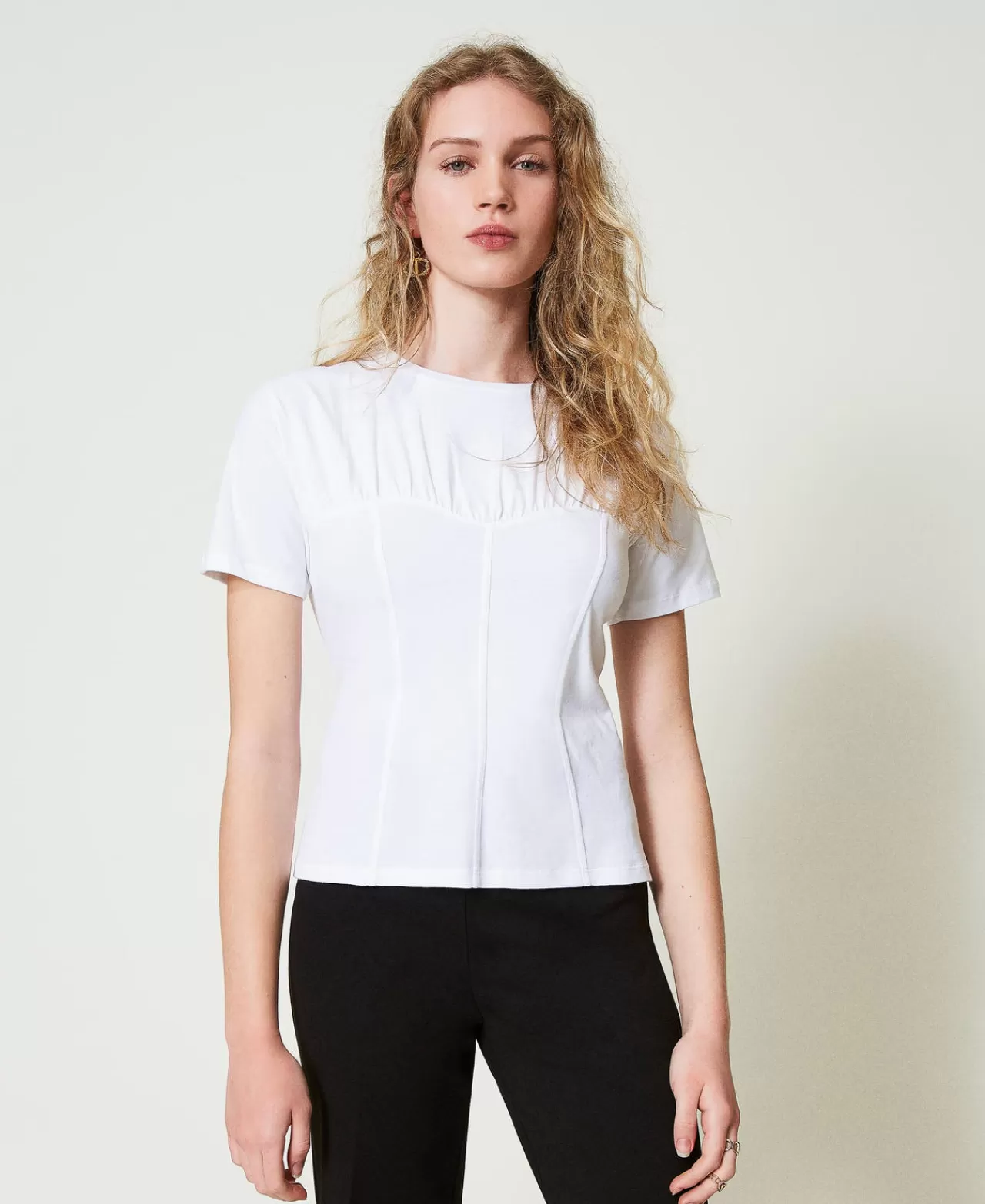 TWINSET Milano T-Shirt Im Regular-Fit Mit Mieder-Design