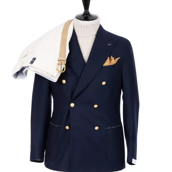 De Petrillo Zweireihige Jacke „Blazer Dorato“ Aus Wolle Und Kaschmir Handgefertigt* Anzugjacke